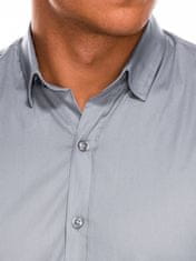 OMBRE Pánská slim-fit košile s dlouhým rukávem K504 - šedá - L