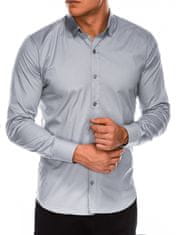 OMBRE Pánská slim-fit košile s dlouhým rukávem K504 - šedá - S