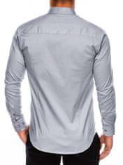 OMBRE Pánská slim-fit košile s dlouhým rukávem K504 - šedá - M