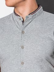 OMBRE Pánská košile s krátkým rukávem K543 - šedá - XL