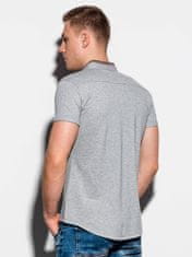 OMBRE Pánská košile s krátkým rukávem K543 - šedá - XL