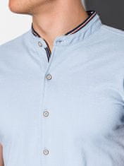 OMBRE Pánská košile s krátkým rukávem K543 - nebesky modrá - M