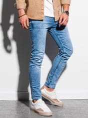 OMBRE Pánské riflové kalhoty SKINNY FIT P1007 - světle nebesky modrá - M