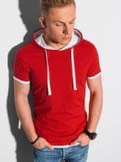OMBRE Ombre Pánské tričko s kapucí S1376 - červená - L