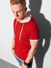 OMBRE Ombre Pánské tričko s kapucí S1376 - červená - L