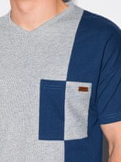 OMBRE Ombre Pánské tričko bez potisku S1455 - námořnická modrá - XL