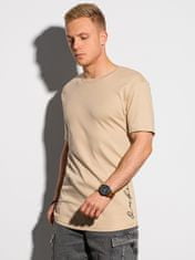 OMBRE Ombre Pánské tričko s potiskem S1387 - béžová - M