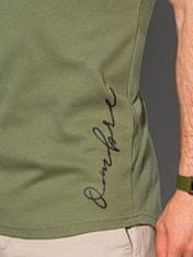 OMBRE Ombre Pánské tričko s potiskem S1387 - olivová - XXL