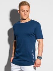 OMBRE Ombre Pánské tričko s potiskem S1387 - námořnická modrá - M