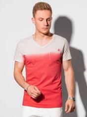 OMBRE Ombre Pánské tričko bez potisku S1380 - červená - XXL