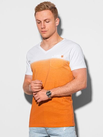 OMBRE Ombre Pánské tričko bez potisku S1380 - oranžová - M