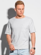 OMBRE Ombre Pánské tričko bez potisku S1386 - světle šedá - S