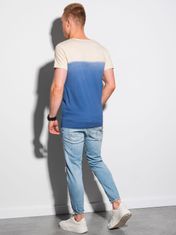 OMBRE Ombre Pánské tričko bez potisku S1380 - tmavě nebesky modrá - M