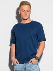 OMBRE Ombre Pánské tričko bez potisku S1386 - námořnická modrá - M