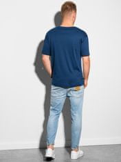 OMBRE Ombre Pánské tričko bez potisku S1386 - námořnická modrá - M