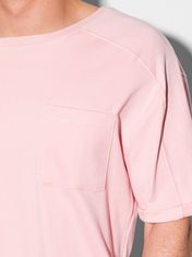 OMBRE Ombre Pánské tričko bez potisku S1386 - světle růžová - L