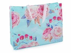 Kraftika 1ks 2 mint bílá nákupní taška s květy růže