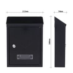 Rottner Udine poštovní schránka černá | Cylindrický zámek | 21.5 x 30 x 7 cm