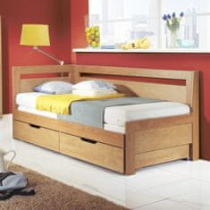 Rozkládací postel s úložným prostorem TANDEM KLASIK levá, 90x200, dub bardolino