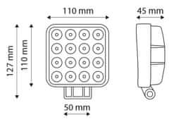 TT Technology Pracovní LED světlo hranaté, 16 LED diod (typ TT.13208)