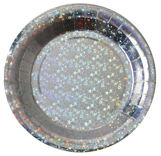 Santex Papírové talíře stříbrné glitter 23cm 10ks