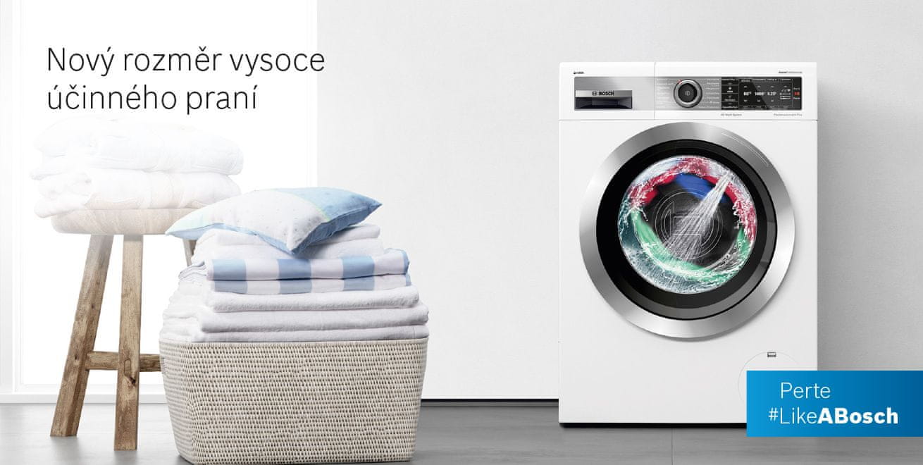 Předem plněná automatická pračka Bosch WAV28MH0BY 4D Wash System s funkcí Intensive Plus