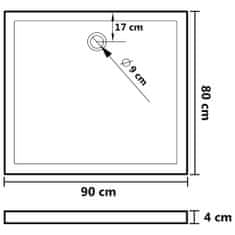 Greatstore Obdélníková sprchová vanička ABS bílá 80 x 90 cm