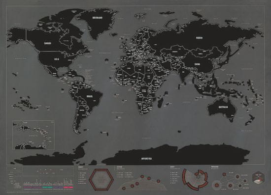 Stírací mapa světa Black