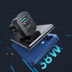 Joyroom Fast Car Charger autonabíječka 3x USB QC 4.5A 38W, černá