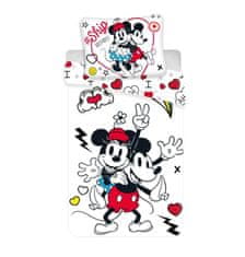 Jerry Fabrics Povlečení Mickey a Minnie Retro Heart micro 140/200, 70/90