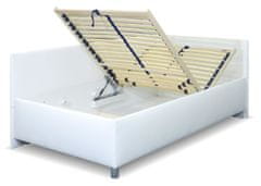 Bezvapostele  Čalouněná postel Ryana pravá, bílá, 90x200 + rošt a matrace ZDARMA