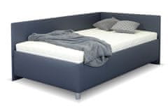 Bezvapostele Čalouněná postel Ryana pravá, tm.šedá, 90x200 + rošt a matrace ZDARMA