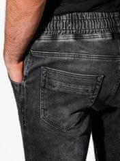 OMBRE Pánské džínové jogger kalhoty Reynard černé L