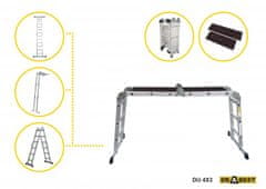 Max Univerzální Žebřík DU4-3PRO 4x3 hliníkový, s plošinou