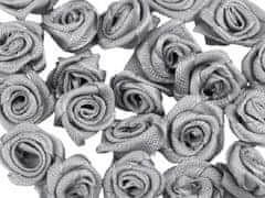 Kraftika 50ks šedá saténová růže 13-15 mm, saténové k našití