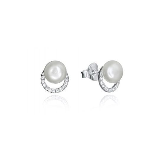 Viceroy Něžné stříbrné náušnice se zirkony a perlou Clasica 71051E000-68
