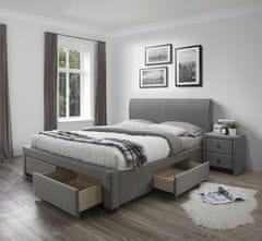 Halmar Čalouněná manželská postel s úložným prostorem Modena 180 - šedá