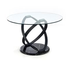 Halmar Kulatý skleněný jídelní stůl Optico - průhledná/černá