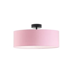 LYSNE.PL Stropní lampa pro dívku WENECJA fi 50 cm 3xE27 dno, zavírání, válec, černý rám, růžová