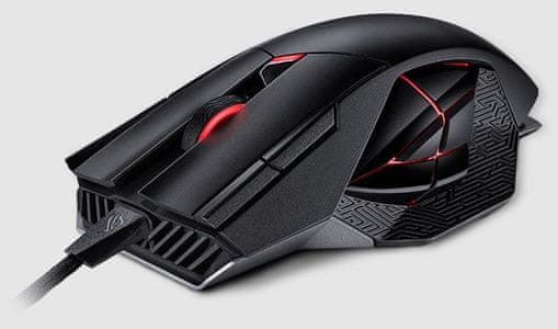 Herná bezdrôtová drôtová myš Asus ROG Ange X optický senzor 19 000 DPI ergonómia pre príjemný úchop RGB podsvietenie