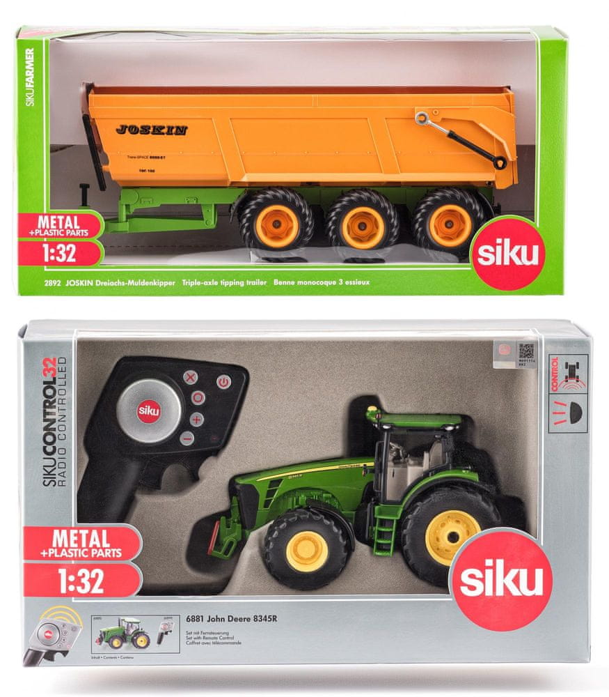 SIKU Control - limitovaná edice traktor John Deere + vlek JOSKIN 1:32