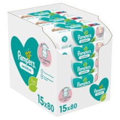 Pampers Sensitive Baby dětské čisticí ubrousky 15 balení = 1200 čisticích ubrousků