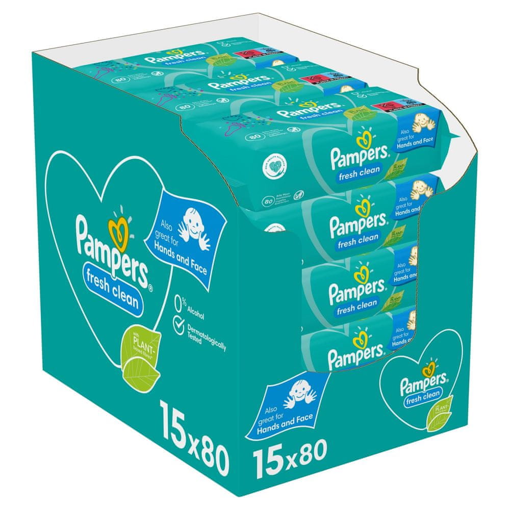 Pampers Fresh Clean Baby dětské čisticí ubrousky 15 balení = 1200 čisticích ubrousků