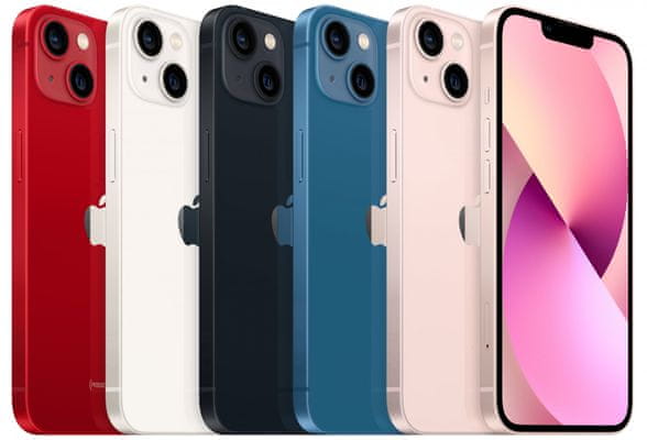 Apple iPhone 13, supervýkonný procesor, strojové učení, A15 Bionic, velký displej, duální ultraširokoúhlý fotoaparát, IP68, voděodolný, Face ID, čtečka obličeje, Dolby Atmos