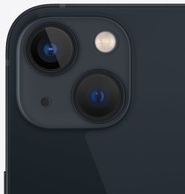 Apple iPhone 13, duální širokoúhlý ultraširokoúhlý fotoaparát vylepšený noční režim optická stabilizace obrazu Smart HDR