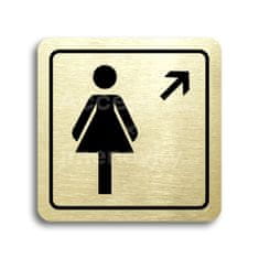 ACCEPT Piktogram WC ženy vpravo nahoru - zlatá tabulka - černý tisk
