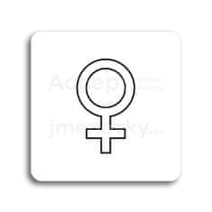 ACCEPT Piktogram WC ženy V - bílá tabulka - černý tisk bez rámečku