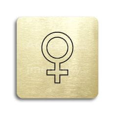 ACCEPT Piktogram WC ženy V - zlatá tabulka - černý tisk bez rámečku