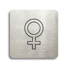 ACCEPT Piktogram WC ženy V - stříbrná tabulka - černý tisk bez rámečku