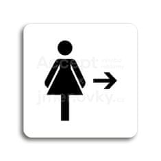 ACCEPT Piktogram WC ženy vpravo - bílá tabulka - černý tisk bez rámečku